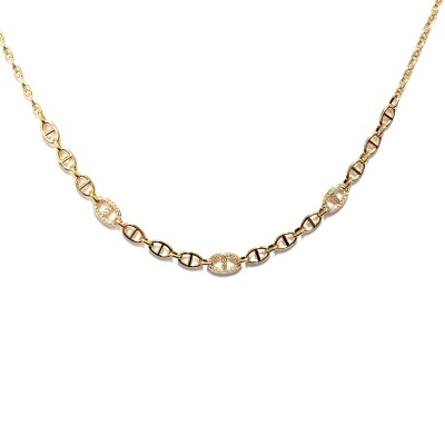 Collier en argent plaqué or jaune et oxydes de zirconium