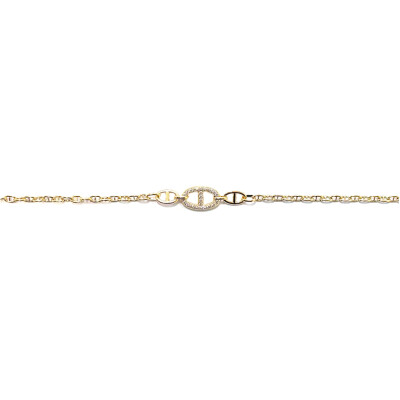 Bracelet en argent plaqué or jaune et oxydes de zirconium