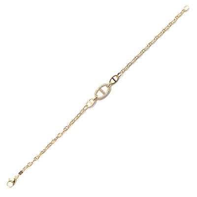 Bracelet en argent plaqué or jaune et oxydes de zirconium