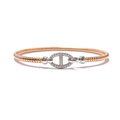 Bracelet en argent, argent plaqué or rose et oxydes de zirconium