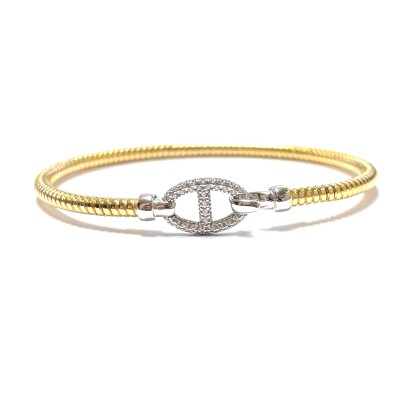 Bracelet en argent, argent plaqué or jaune et oxydes de zirconium