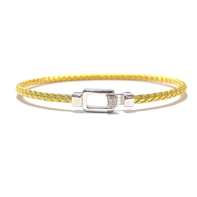 Bracelet en argent, argent plaqué or jaune et oxydes de zirconium