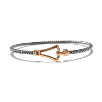 Bracelet en argent noirci, argent plaqué or rose et oxydes de zirconium