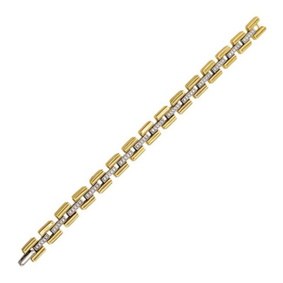 Bracelet en argent, argent plaqué or jaune et oxydes de zirconium
