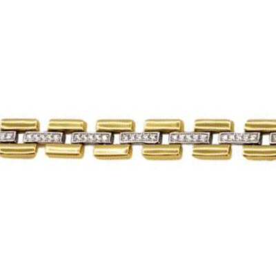 Bracelet en argent, argent plaqué or jaune et oxydes de zirconium
