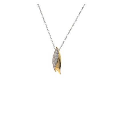 Collier en argent, argent plaqué or jaune et oxydes de zirconium