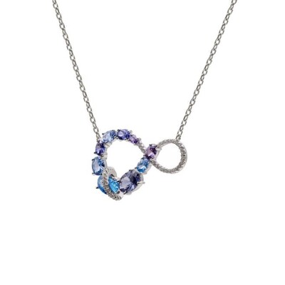 Collier en argent, oxydes de zirconium et oxydes colorés
