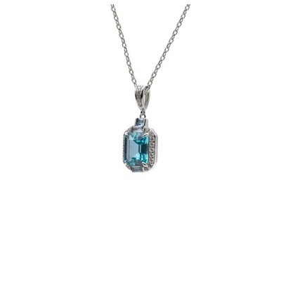 Collier en argent, oxydes de zirconium et oxydes colorés