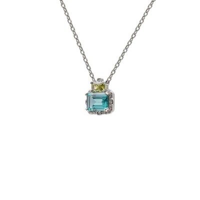 Collier en argent, oxydes de zirconium et oxydes colorés