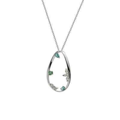 Collier en argent, oxydes de zirconium et oxydes colorés
