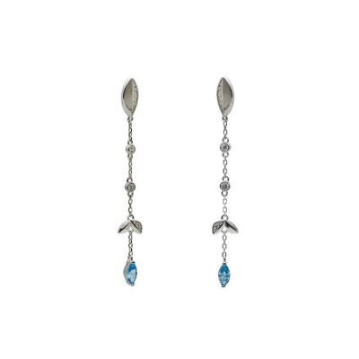 Boucles d'oreilles en argent, oxydes de zirconium et oxydes colorés