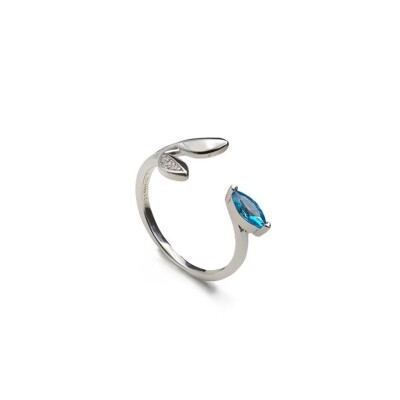 Bague en argent, oxydes de zirconium et oxydes colorés