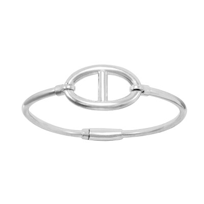 Bracelet rigide en argent motif maille marine