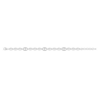 Bracelet en argent et oxydes de zirconium, maille marine