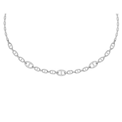 Collier en argent et oxydes de zirconium, maille marine