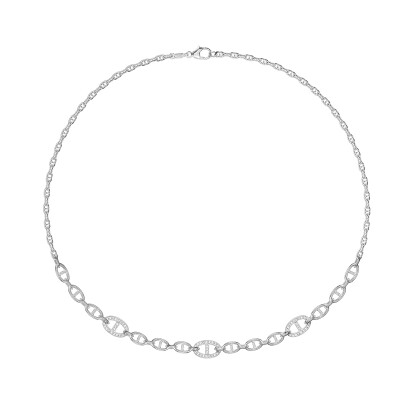 Collier en argent et oxydes de zirconium, maille marine