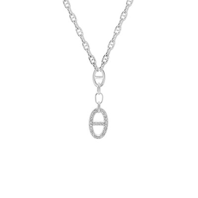 Collier en argent et oxydes de zirconium, maille marine