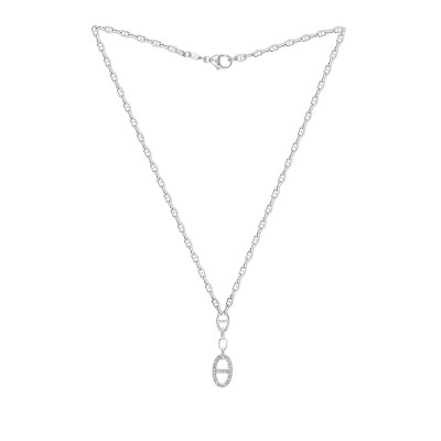 Collier en argent et oxydes de zirconium, maille marine