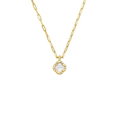 Collier Charles Garnier en argent doré, nacre et oxyde de zirconium