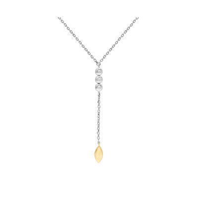 Collier pétale en argent et or jaune, 45cm