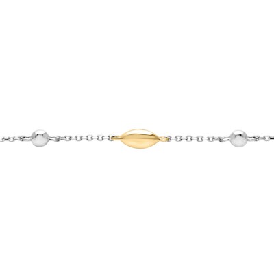 Bracelet en argent et or jaune, 18cm