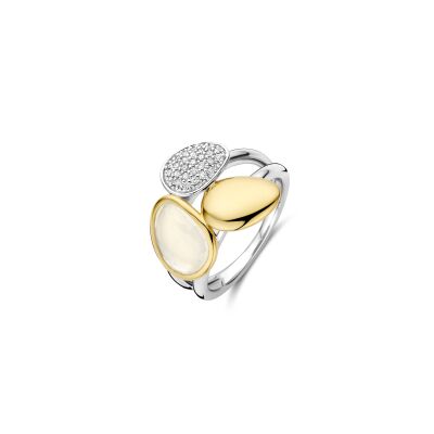 Bague Ti Sento en argent doré et cristal synthétique