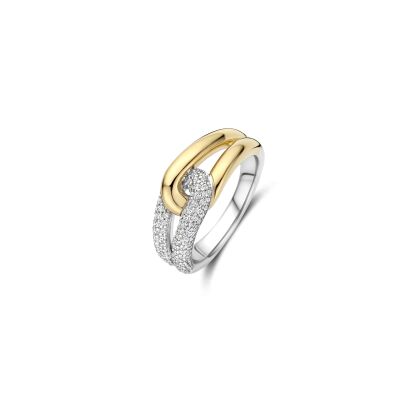 Bague Ti Sento en argent doré et oxyde de zirconium
