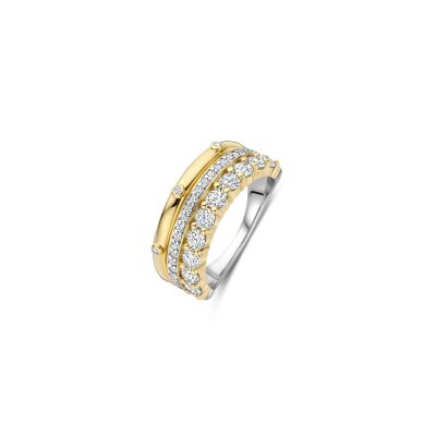 Bague Ti Sento en argent doré et oxyde de zirconium