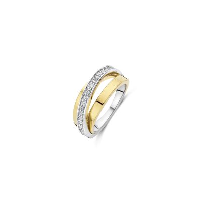 Bague Ti Sento en argent doré et oxyde de zirconium