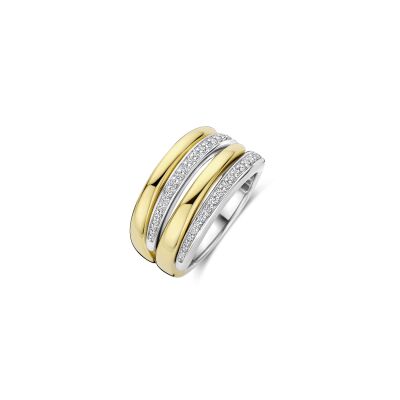 Bague Ti Sento en argent doré et oxyde de zirconium