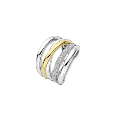 Bague Ti Sento en argent doré et oxyde de zirconium
