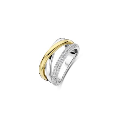 Bague Ti Sento en argent doré et oxyde de zirconium