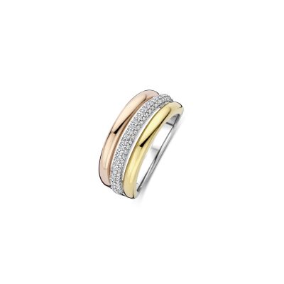 Bague Ti Sento en argent doré et oxyde de zirconium