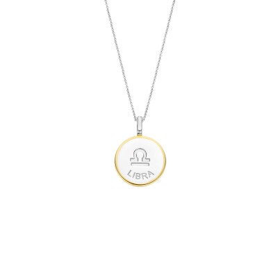 Collier Ti Sento Zodiaque Balance en argent doré et oxyde de zirconium