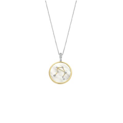 Collier Ti Sento Zodiaque Balance en argent doré et oxyde de zirconium