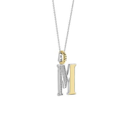 Collier Ti Sento Lettre M en argent doré et oxyde de zirconium