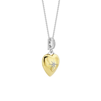Collier Ti Sento en argent doré et oxyde de zirconium, motif cœur