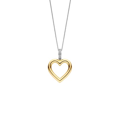 Collier Ti Sento en argent doré et oxyde de zirconium, motif cœur