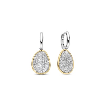 Boucles d'oreilles Ti Sento en argent doré et oxyde de zirconium