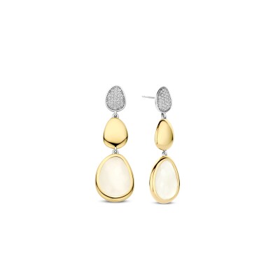 Boucles d'oreilles Ti Sento en argent doré et oxyde de zirconium