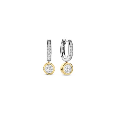 Boucles d'oreilles Ti Sento en argent doré et oxyde de zirconium
