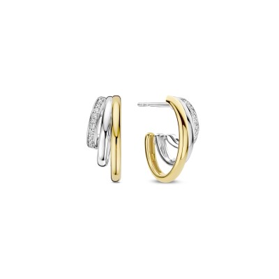 Boucles d'oreilles Ti Sento en argent doré et oxyde de zirconium