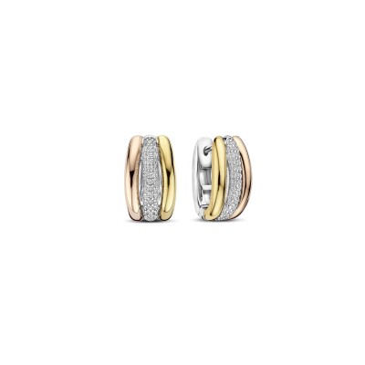 Boucles d'oreilles Ti Sento en argent doré et oxyde de zirconium