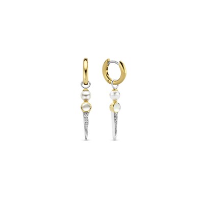 Boucles d'oreilles Ti Sento en argent doré et oxyde de zirconium