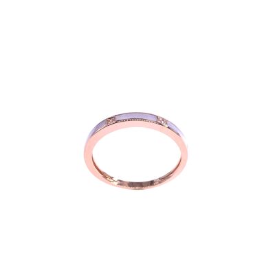 Bague en or rose, diamants et résine nacrée blanche