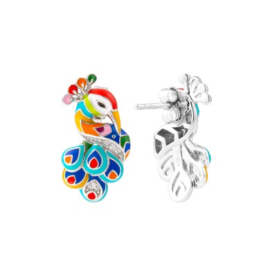 Boucles d'oreilles Una Storia en argent laqué et oxydes de zirconium