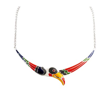 Collier Una Storia en argent laqué et oxydes de zirconium