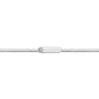 Bracelet La Garçonne en argent, cuir et diamant