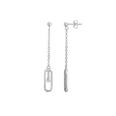 Boucles d'oreilles La Garçonne en argent et diamant