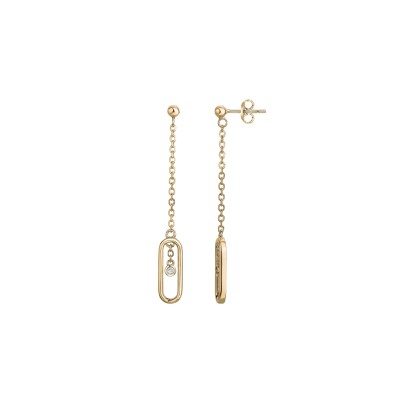 Boucles d'oreilles La Garçonne en plaqué or et diamants